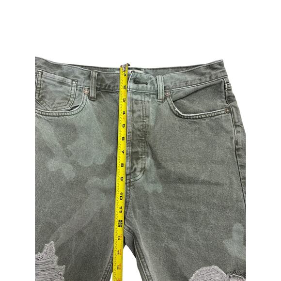 Free People We The Free Olive Green High Waisted Distressed Shorts - Size 28 - Picture 5 of 7